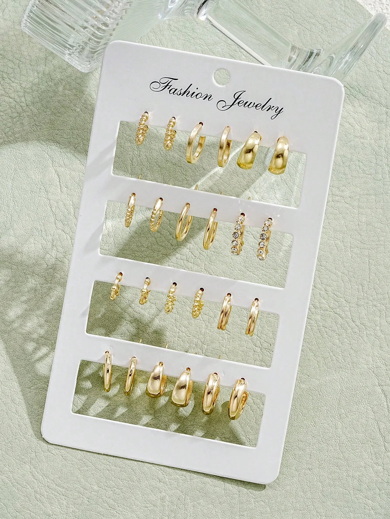 24Pcs/Set Fashion Rhinestone Small Hoop Earrings Minimalist Everyday Earring For Women'S Date Holiday Anniversary Jewelry New
