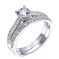 1 Pair Vintage Halo 925 Sterling Silver Wedding Ring Set For Women'S Lady Anniversary Jewelry Bulk Sell