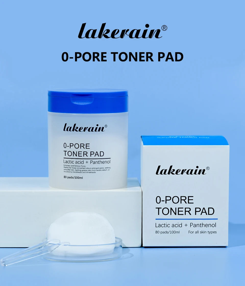 Lakerain 2Pcs Set 0-Pore Toner Pad & Salmon PDRN Pink Peptide Facial Serum Deep Moisturizing Glow Korean Facial Skin Care Kit