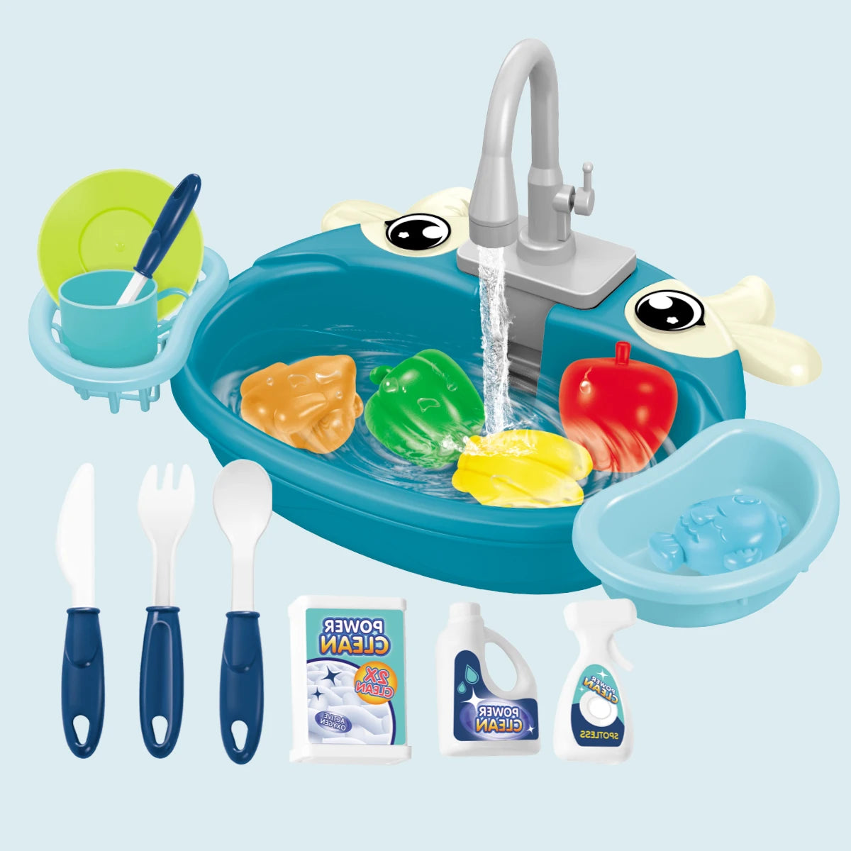 Juguetes de lavavajillas para fregadero de cocina, juguete de fregadero de cocina para niños pequeños, sistema de ciclo de agua automático eléctrico, regalos de juguete para niños