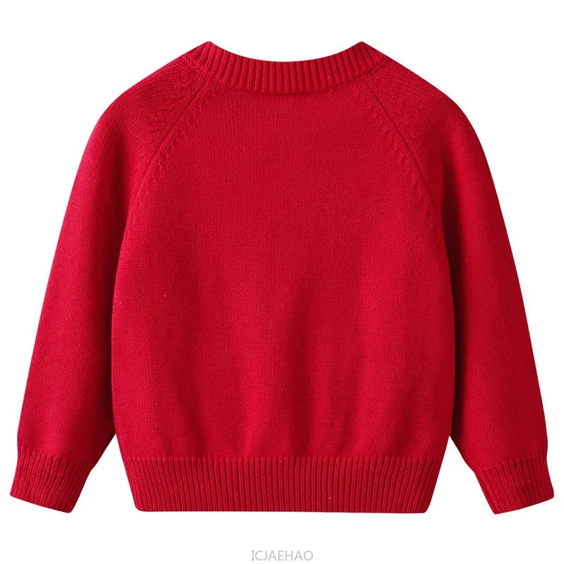 Teen Girl Clothes 2025 Children New Korean Cardigan Girls Knit Jacket Spring Autumn Outfit Style Costume Handmade Heart DIY Kids