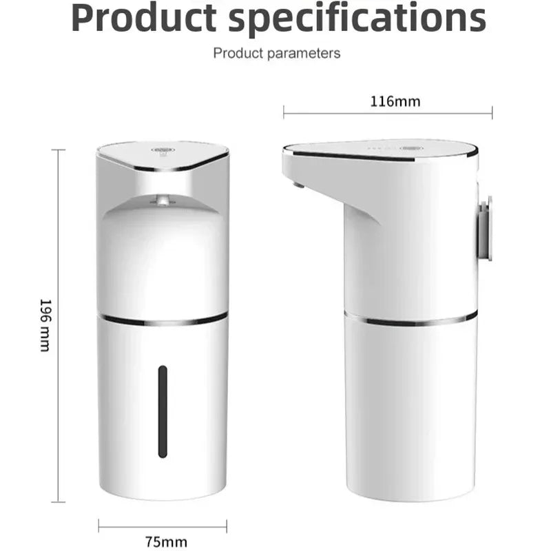 2026 Nuevos dispensadores automáticos de jabón en espuma para baño, máquina inteligente de lavado de manos con carga USB, material ABS blanco de alta calidad