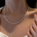 Popular Sparkling Necklace for Women Clavicle Chain Choker Silver Color Fashion Jewelry Accessories Wedding Party Birthday Gift