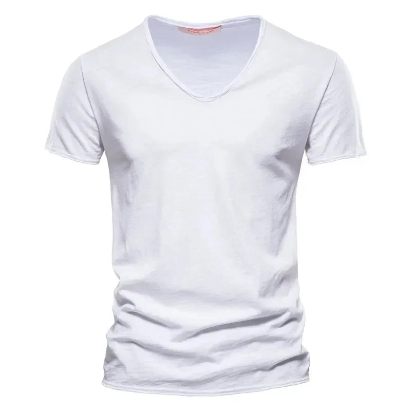 Men's 100% Cotton V-Neck T-Shirt - Short Sleeve Casual Tee S-5XL
