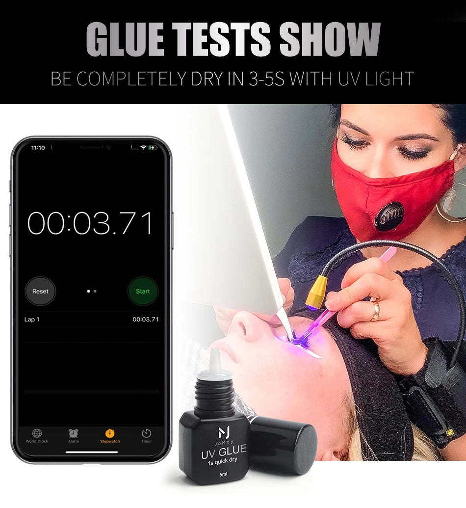 JOMAY 5ML UV Lash Glue For Eyelash Extension Adhesive Waterproof Long Lasting 1S Quick Drying Purple UV Lashes Glue Makeup