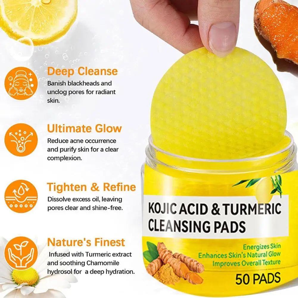50pads Turmeric VitaminC Clay Mask Deep Cleansing Facial Improves Dark Spots Hydrating Skin Care Tightens Skin Evens Skin Tone