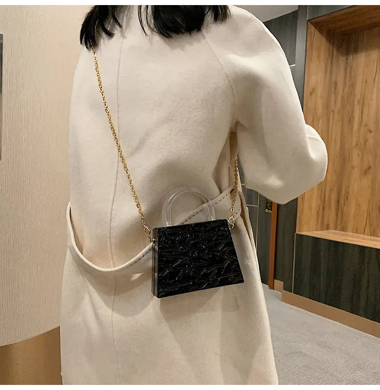 Fashion Transparent Acrylic Box Women Handbags Designer Clear Pvc Shoulder Crossbody Bags Luxury Evening Clutch Small Purse