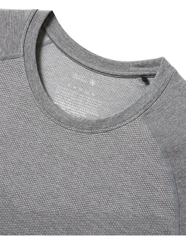 Leavo Johnson Men's Seamless Knitted Summer T-Shirt Quick Dry Mesh Sporty Short Sleeve round Neck Geometric Pattern Polyester