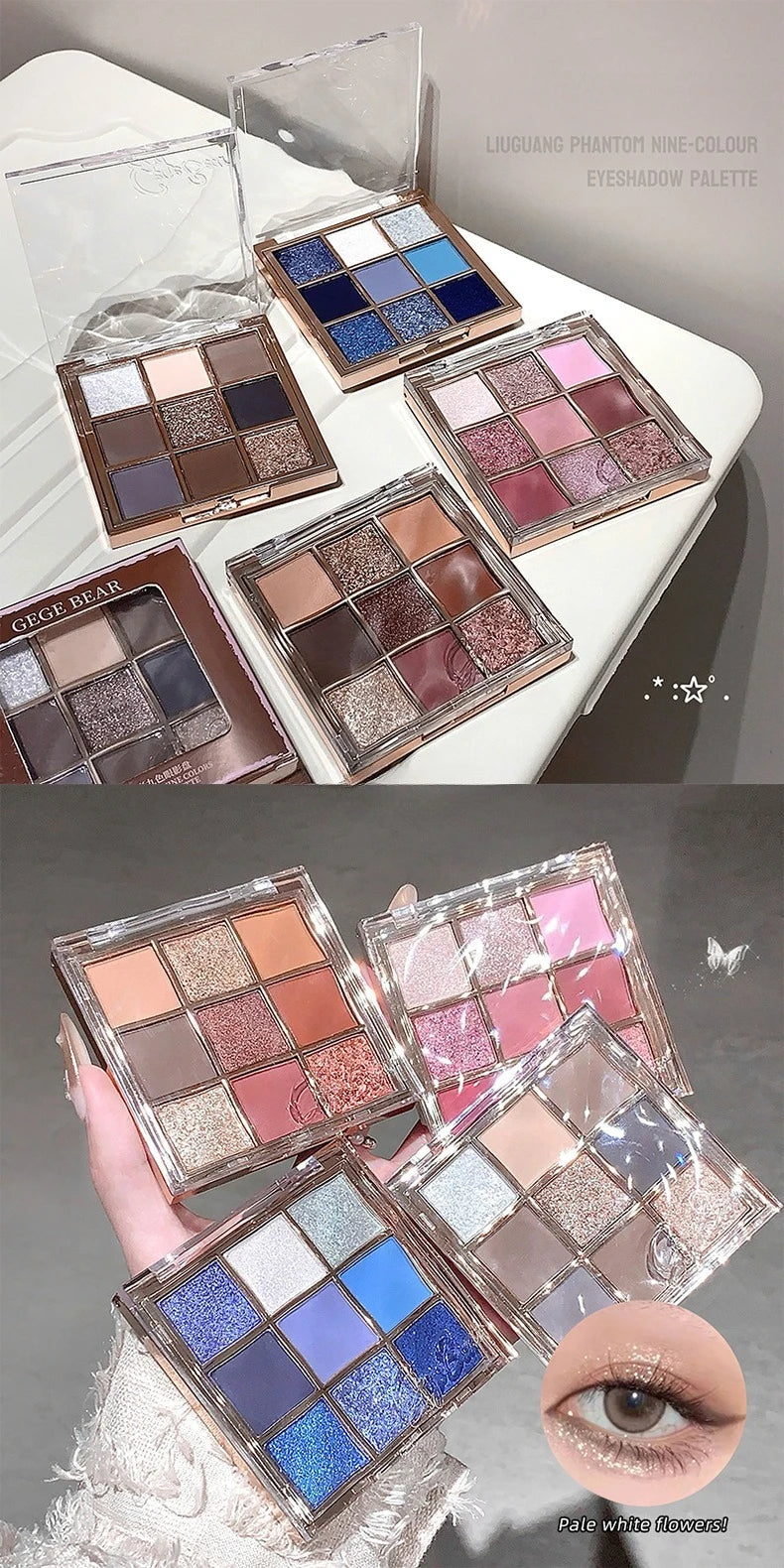 Luminous Illusion 9 Color Eyeshadow Palette,Multi-purpose Matte & Glitter Eyeshadow,High Pigment Long Lasting Eye Shadow Makeup