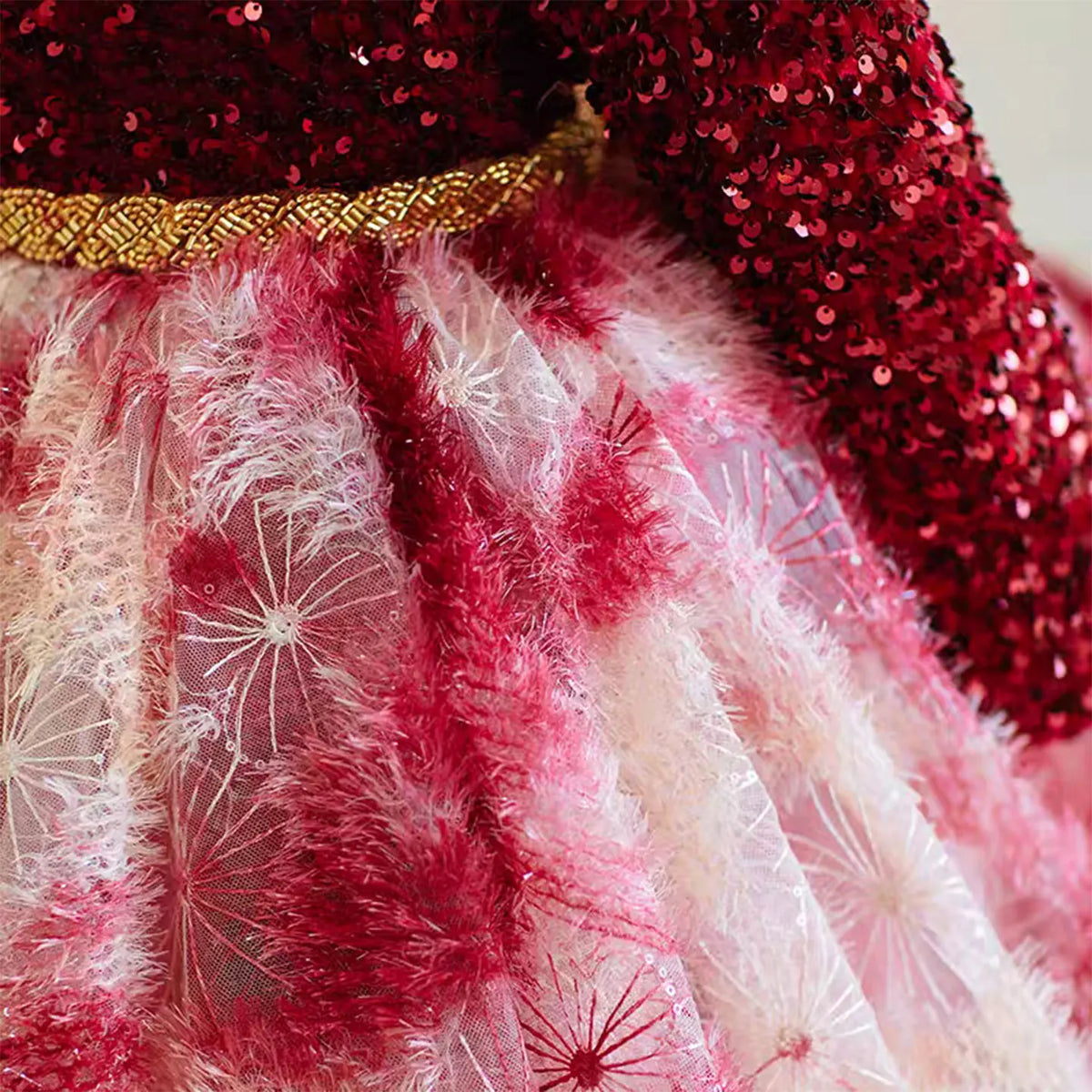 Dreamy Vow J721 Gorgeous Burgundy Girl Dress Long Sleeved Tulle Sequined Embroidered for Kids Party Knee Length Ball Gown