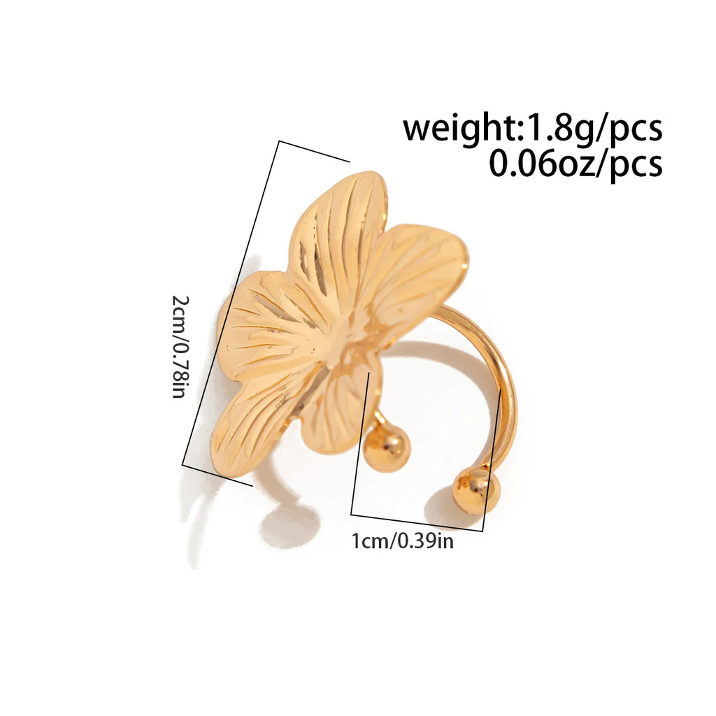 Kunjoe 2Pcs/Set Gold Color Flower Ear Clips Earrings Without Perforated For Women'S Fashion Petal Floral Ear Cuff Daily Jewelry