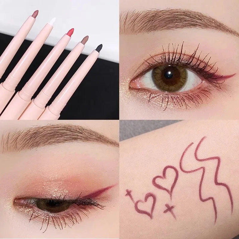 Matte Red Brown Eyeliner Gel Pen Ultra-thin Long Lasting Quick Dry Smooth Colorful Eye Shadow Lying Silkworm Pen Makeup Cosmetic