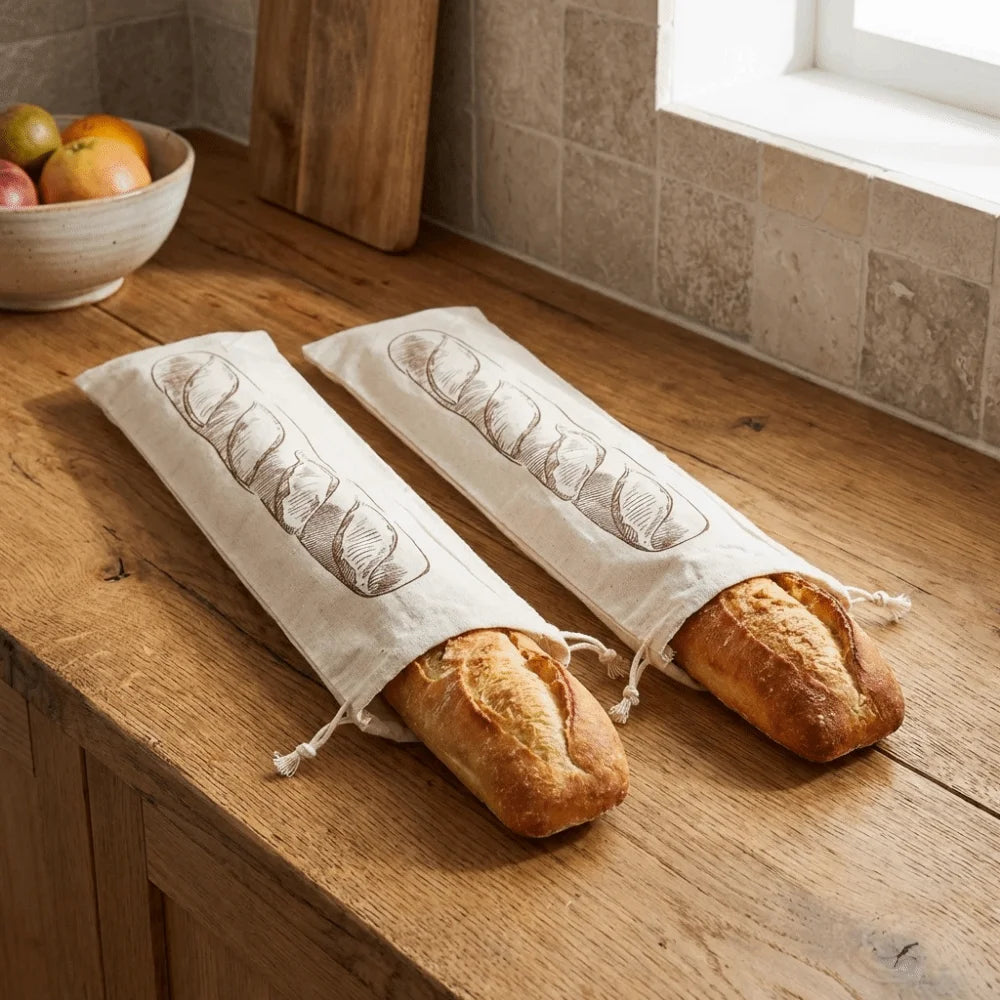 2 BOLSAS GRANDES DE LINO PARA PAN Bolsas de almacenamiento de pan ecológicas que mantienen la frescura, lavables, reutilizables con cordón, para panaderías
