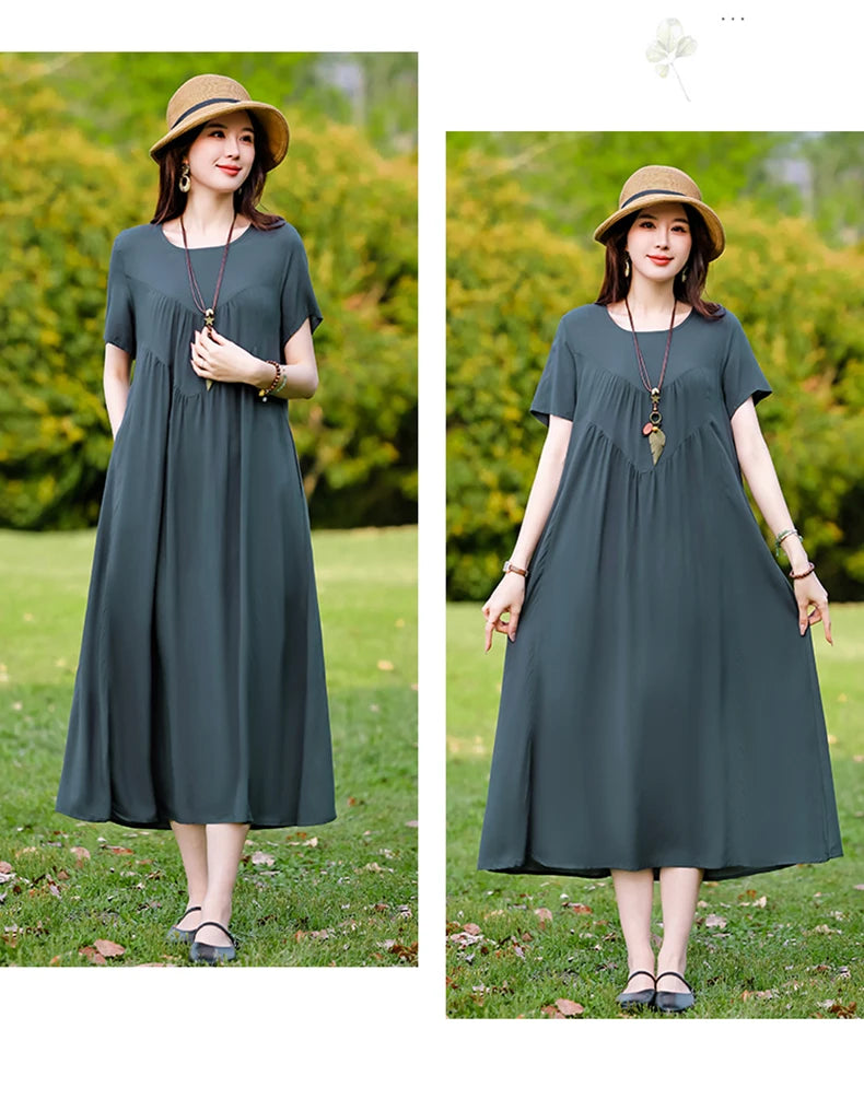 New Print plus size 2026 New Fashion Floral Printed Summer Dress Vestidos Elegant Short Sleeve Slim O-Neck Party Women clothing