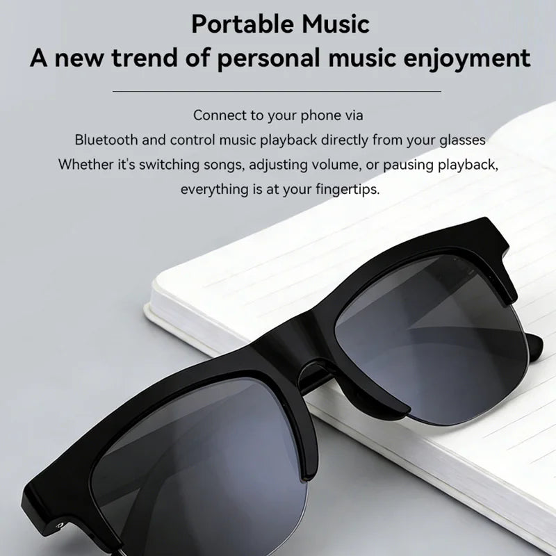 Lenovo Smart Bluetooth Glasses Touch Control Hands-Free Calls Music Remote Camera Voice Assistant for Travel Sports Sunglasses