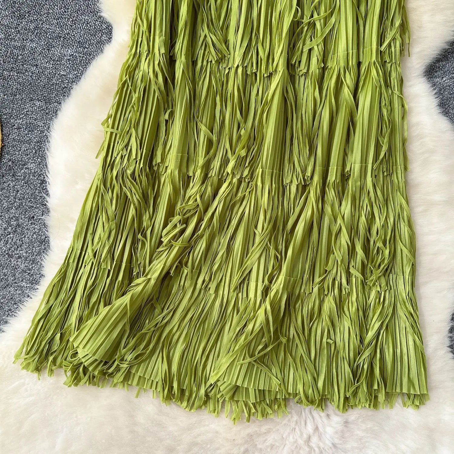 New In 2026 Spring Summer Tassel Midi Long Skirt For Women Trendy High Waist Streetwear Casual Skirts