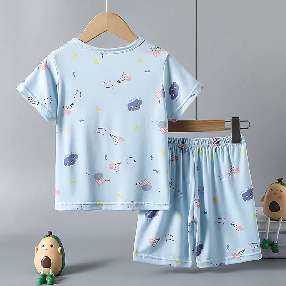 2/4-piece Summer And Autumn Children's Cute Cartoon Print Set For Boys And Girls Comfortable And Versatile Short Sleeved Shorts