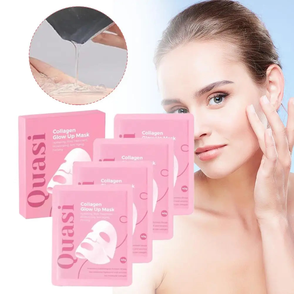 4PCS Quasi-Biological Collagen Hydrating Mask Overnight Brightening Anti-Aging Pore Minimizing Fine Line Reducing Mask Face Care
