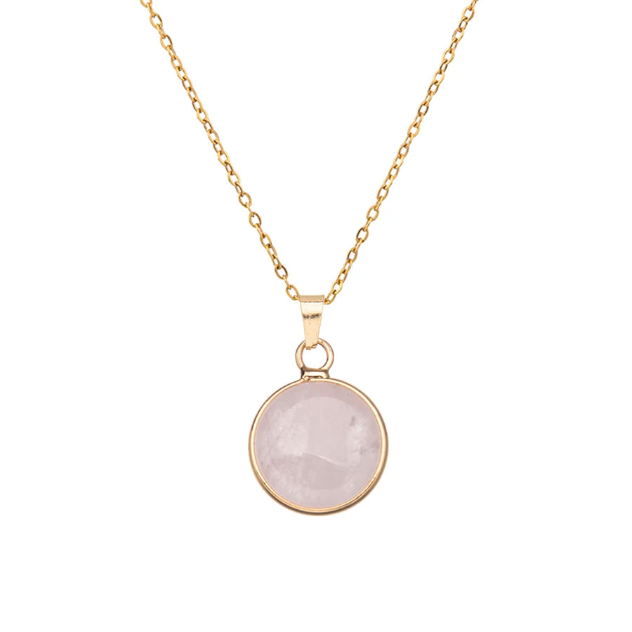 Premium Unisex Stainless Steel Adjustable Agate Pendant Necklace With Natural Crystal Gemstone