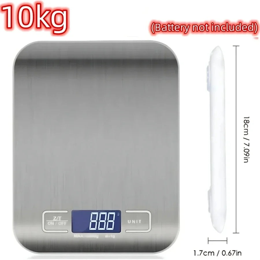 Báscula de cocina digital 5kg/1g LED Acero inoxidable Balanza electrónica de alta precisión para el hogar, joyas, alimentos, herramientas de repostería