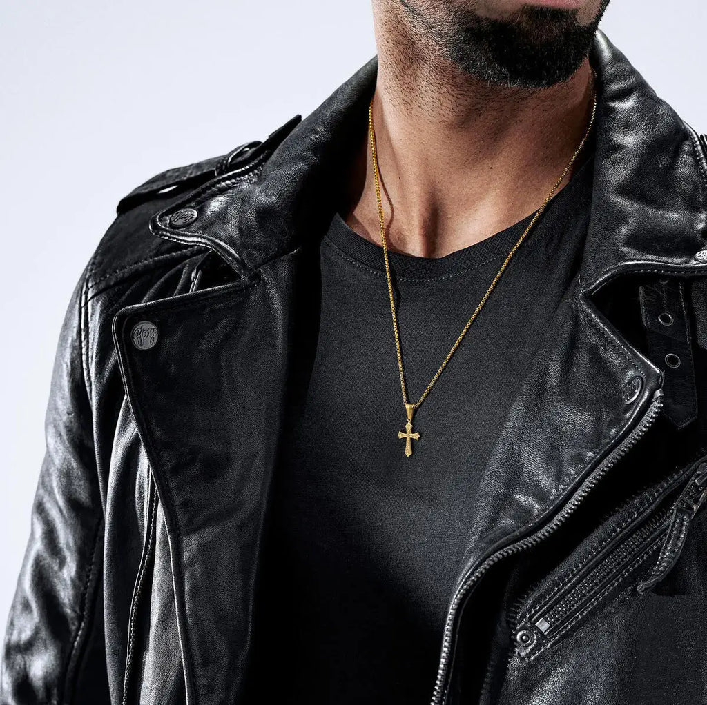 Vnox Small Stainless Steel Cross Necklaces, Retro Personality Pendant Accessories, Religion Faith Jewelry