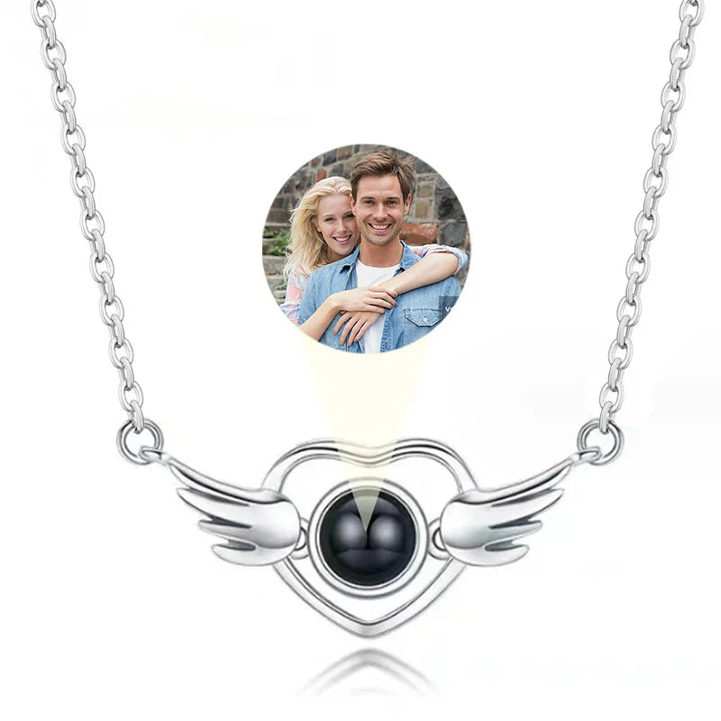 Custom Photo Projection Necklace With I Love You In 100 Languages Personalized Gift For Women