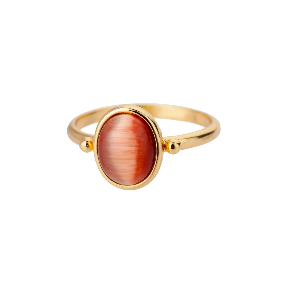Stainless Steel Opal Rings For Women'S Aesthetic Water Drop Gold Color Wedding Ring Waterproof Jewelry Finger Accessories Gifts