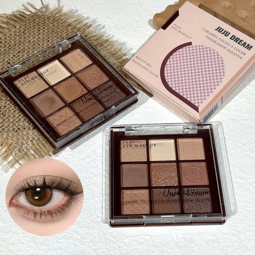 Chocolate Warm Brown Earth Palette Nine Shades Matte Orange Brown Pearlescent Glitter Illuminating For Everyday Wear