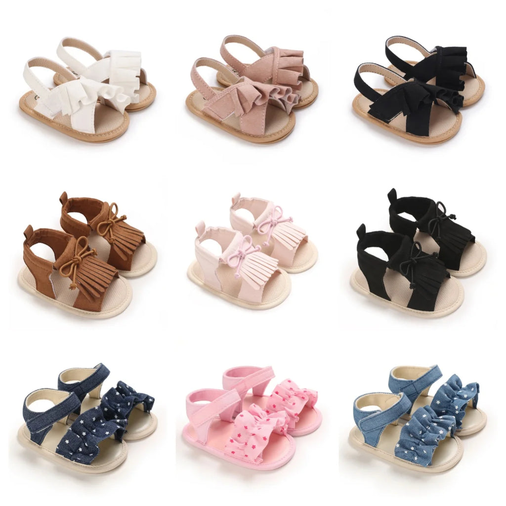 Summer cute and sweet skirt edge sandals for baby girls, comfortable and breathable walking shoes for beginners