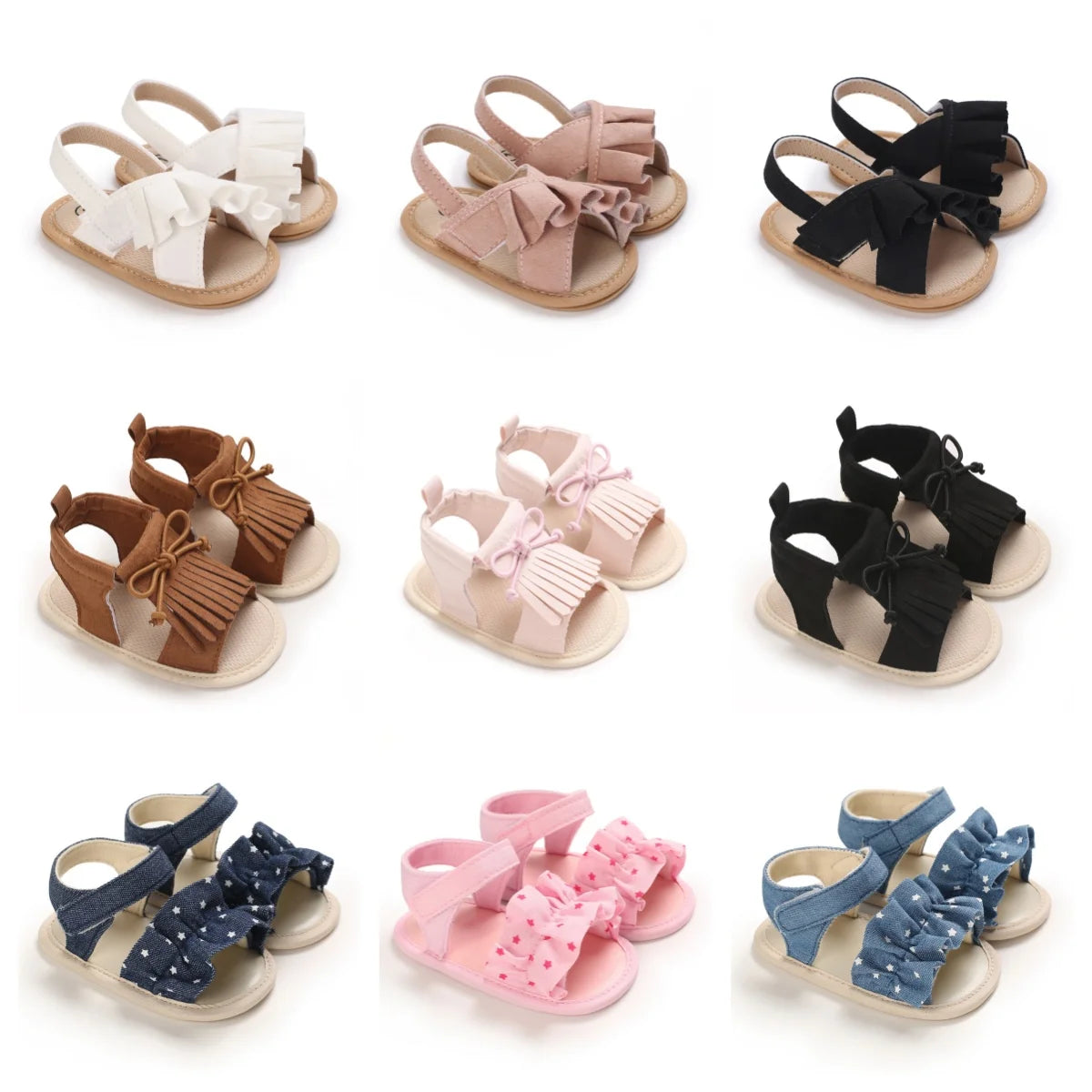 Summer cute and sweet skirt edge sandals for baby girls, comfortable and breathable walking shoes for beginners