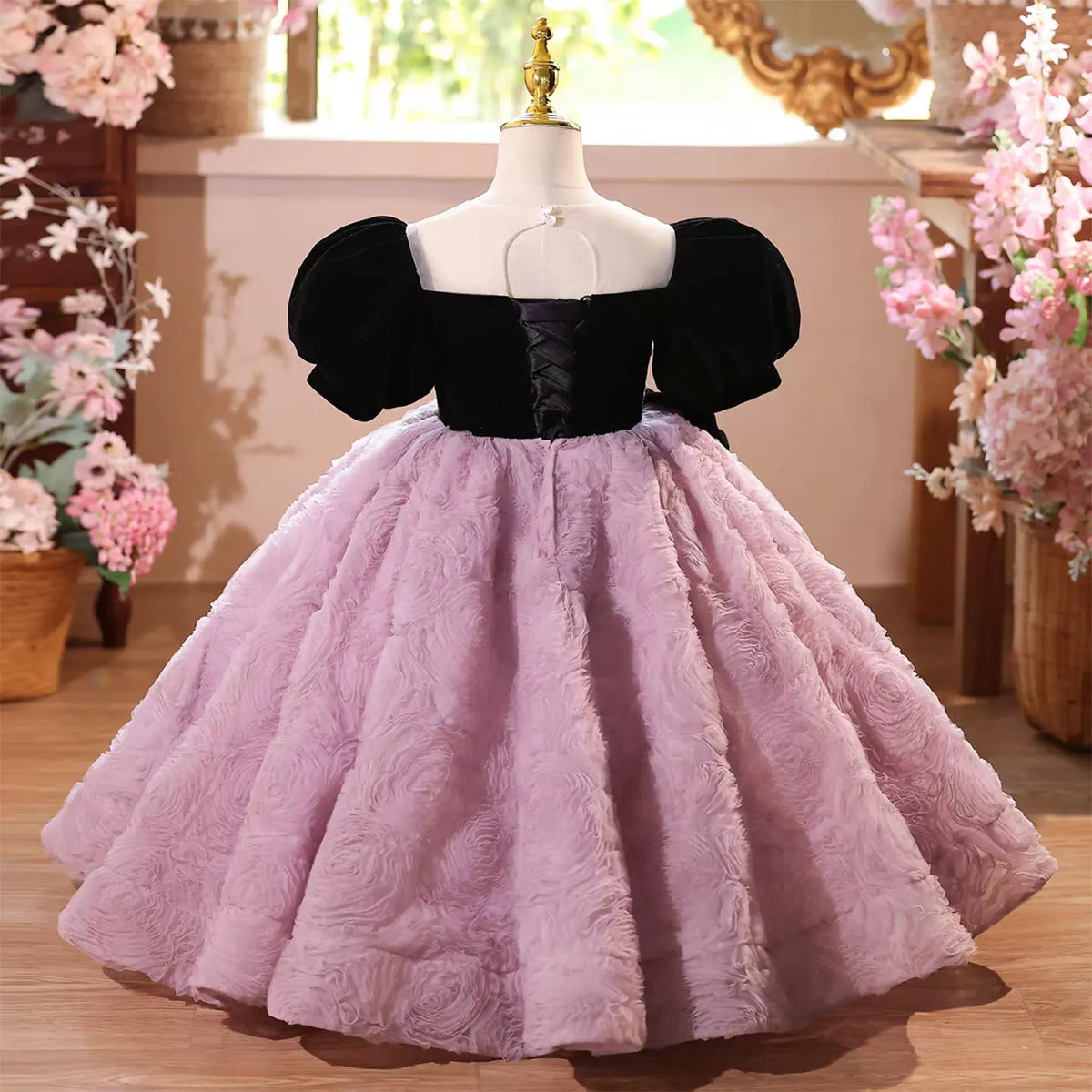 Dreamy Vow D162 Luxury Short Sleeve Beaded Flower Girl Dress Arabic Kids Long Princess Prom Wedding Evening Party Pageant Gown