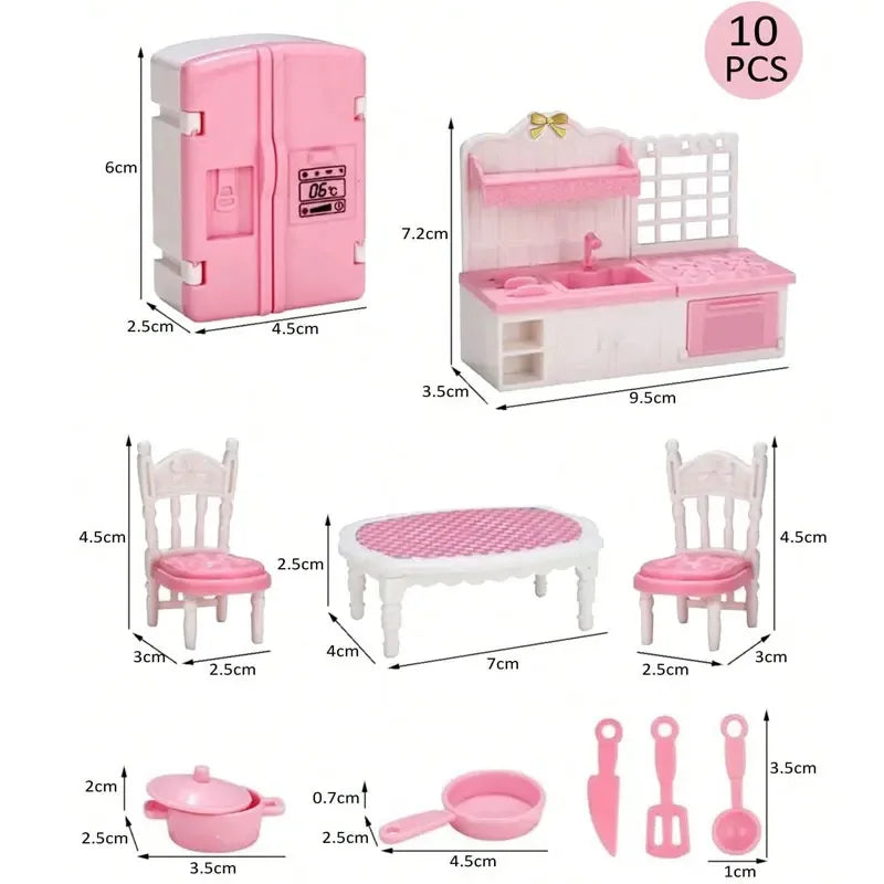 Children's mini doll house accessories pretend play toys family scene bedroom kitchen birthday Christmas children's gift