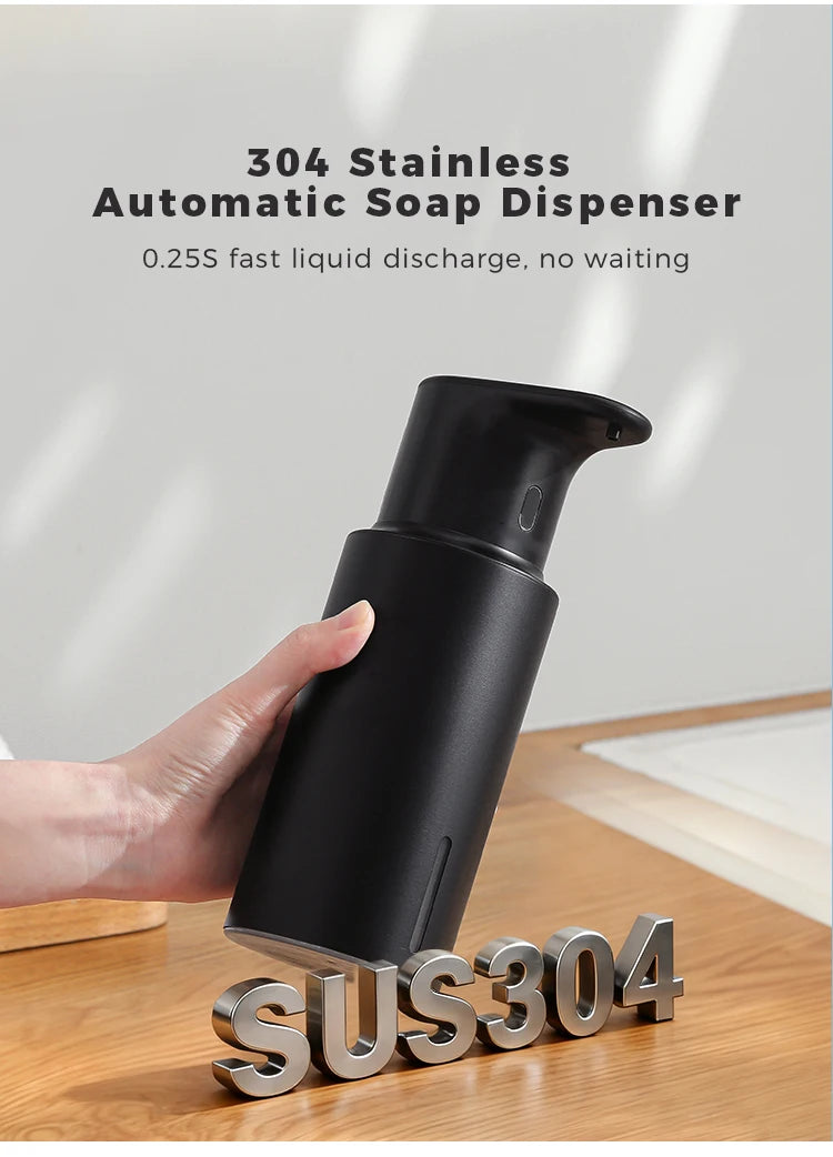 Dispensador de jabón de cocina de 480 ml con sensor automático, máquina de desinfectante de manos, dispensador de jabón eléctrico inteligente para gel de baño, acero inoxidable 304