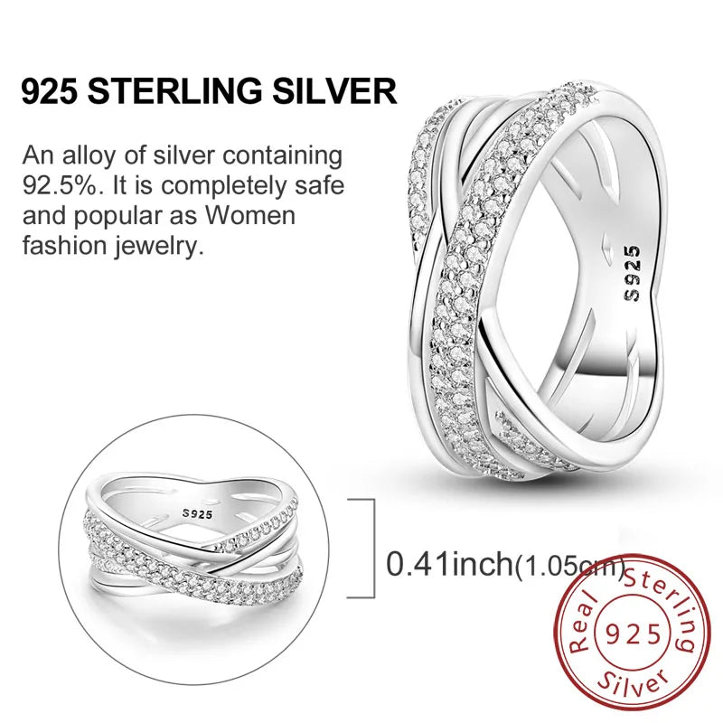 Rings Original 925 Sterling Silver Rings Bow Heart Sun Moon Star Zircon Rings For Women'S Jewelry Birthday Anniversary Gifts