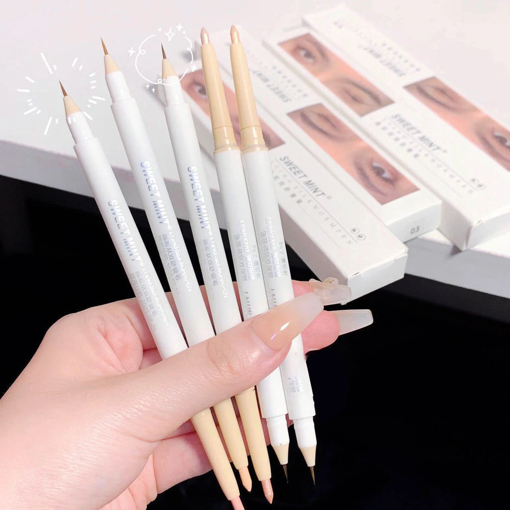 2 In 1 Liquid Eye Liner Shadow Pen Ultra Glitter Eyeliner Pencil Lasting Korean Eyes Makeup High Gloss Pigment Silkworm Gel Pen