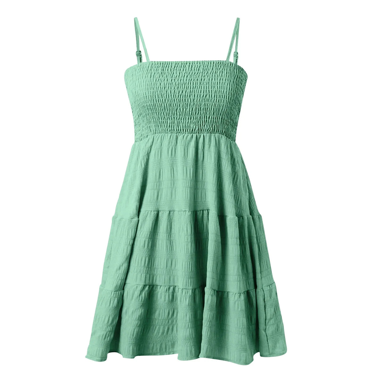 Bohemian Beach Sundress Women Sexy Sleeveless Backless Big Swing Mini Dress Solid Spaghetti Strap Ruffles Dresses Vestidos