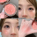 Rose Embossed Blush Powder, Shimmery Finish, Multiple Pink Shades Available, Floral Texture Design, Ideal for Daily Face Makeup