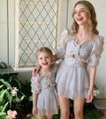 Parent-child Swimsuit Cute Puffed Sleeve Princess Dress One-piece Dress Style Parent-child Swimsuit