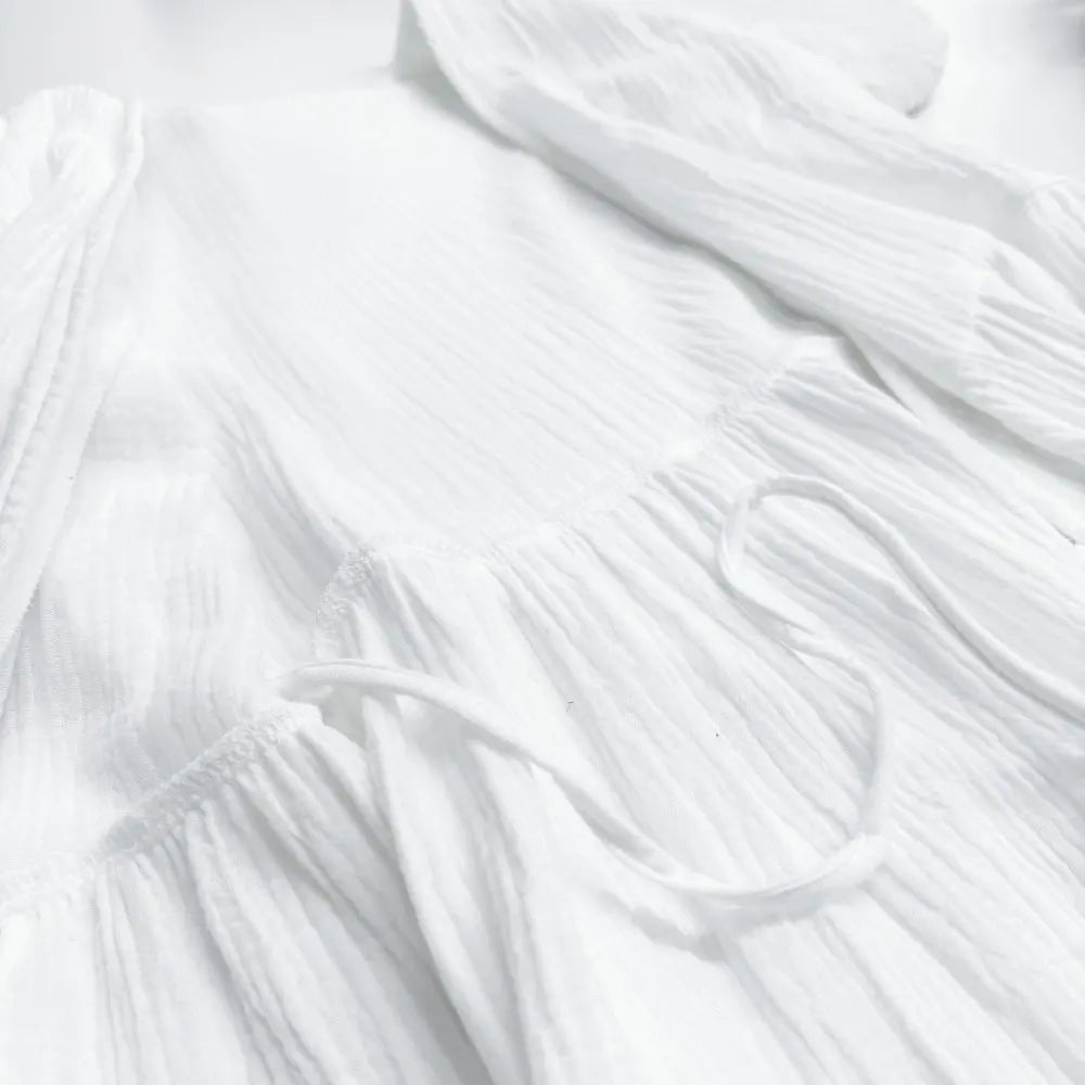 Long Dress Women Dresses Vestidos Lace Up V Neck Puff Sleeve Solid High Waist Female A Line Office Lady Summer 2025 Maxi Gown