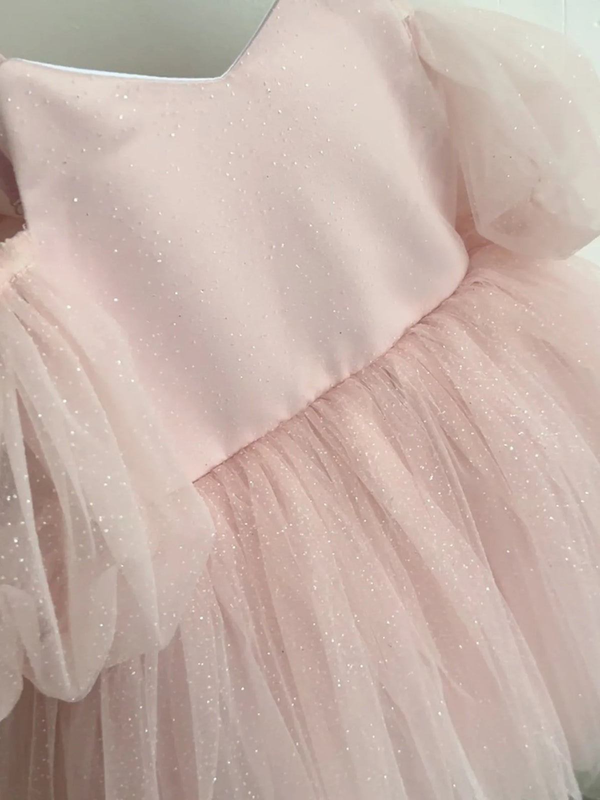 HETISO Sparkly Tulle Flower Girl Dresses Sleeveless Kids First Communion Wedding Birthday Princess Ball Gown 1-12 Years