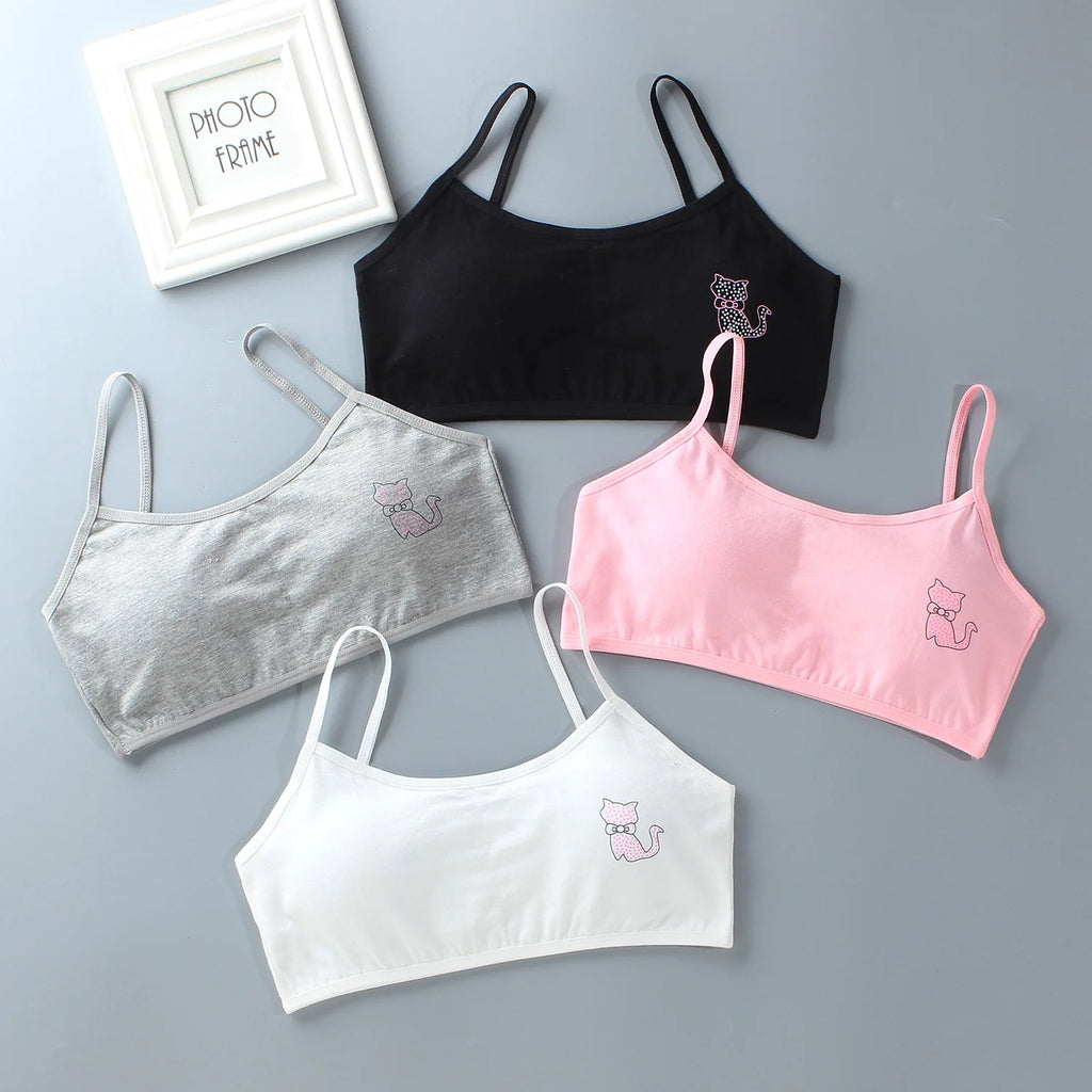 5PCS/Lot Teeange Girls Small Training Bras Purbery School Girl Sports Bra Children Detachable Chest Pad Underwear Kids Tube Tops