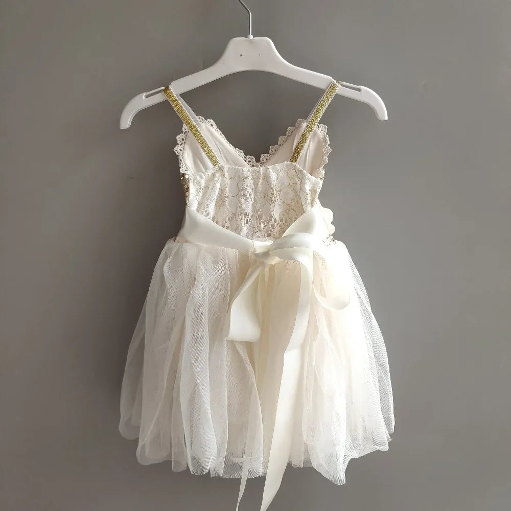 New Born Baby Girls Birthday Dress for Kids Xmas Toddle Party Gown Gold Sequined Layered Tutu Dress Children New Year Clothing