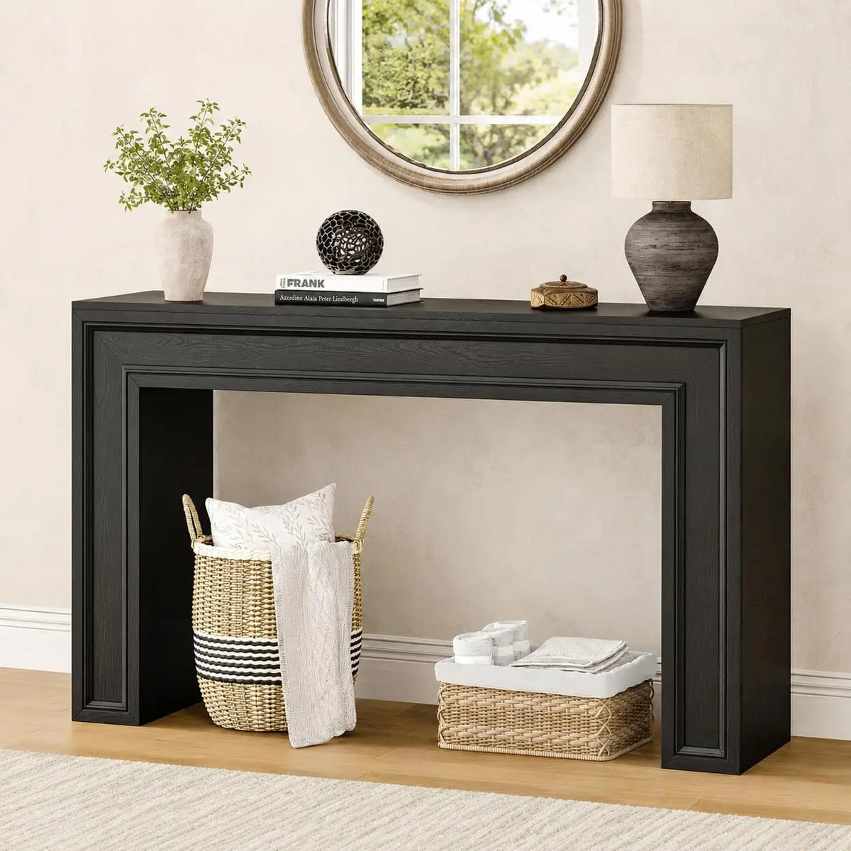 55-Inch Wood Console Table - Farmhouse Entryway Sofa Table