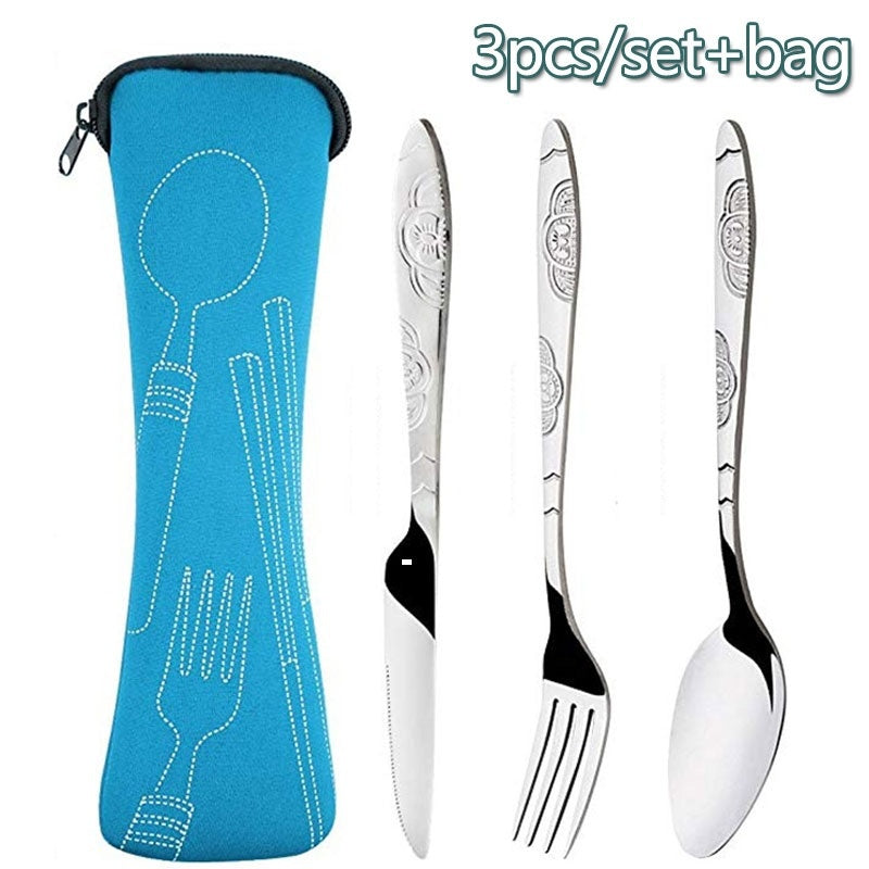 Cuchara de camping de viaje, juego de cubiertos de viaje con cremallera, estuche de almacenamiento portátil para herramientas de cena, hogar, picnic, vajilla lavable