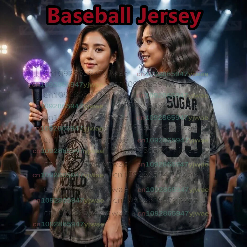 Hot Kpop Members Baseball Jersey Bangtan Comeback 2026 World Tour Army Merch Cardigan T-Shirt Men's Women's Kids Gift For Fans