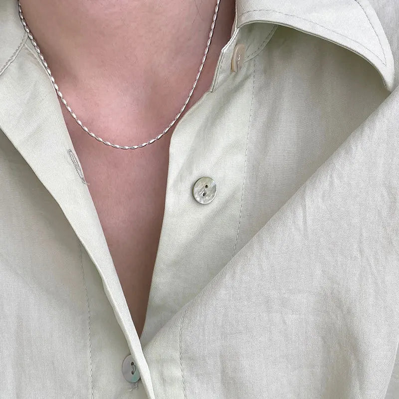 S925 Sterling Silver Necklace Beads Choker Shiny Delicate Collarbone Chain For Girl Wedding Fine Jewelry