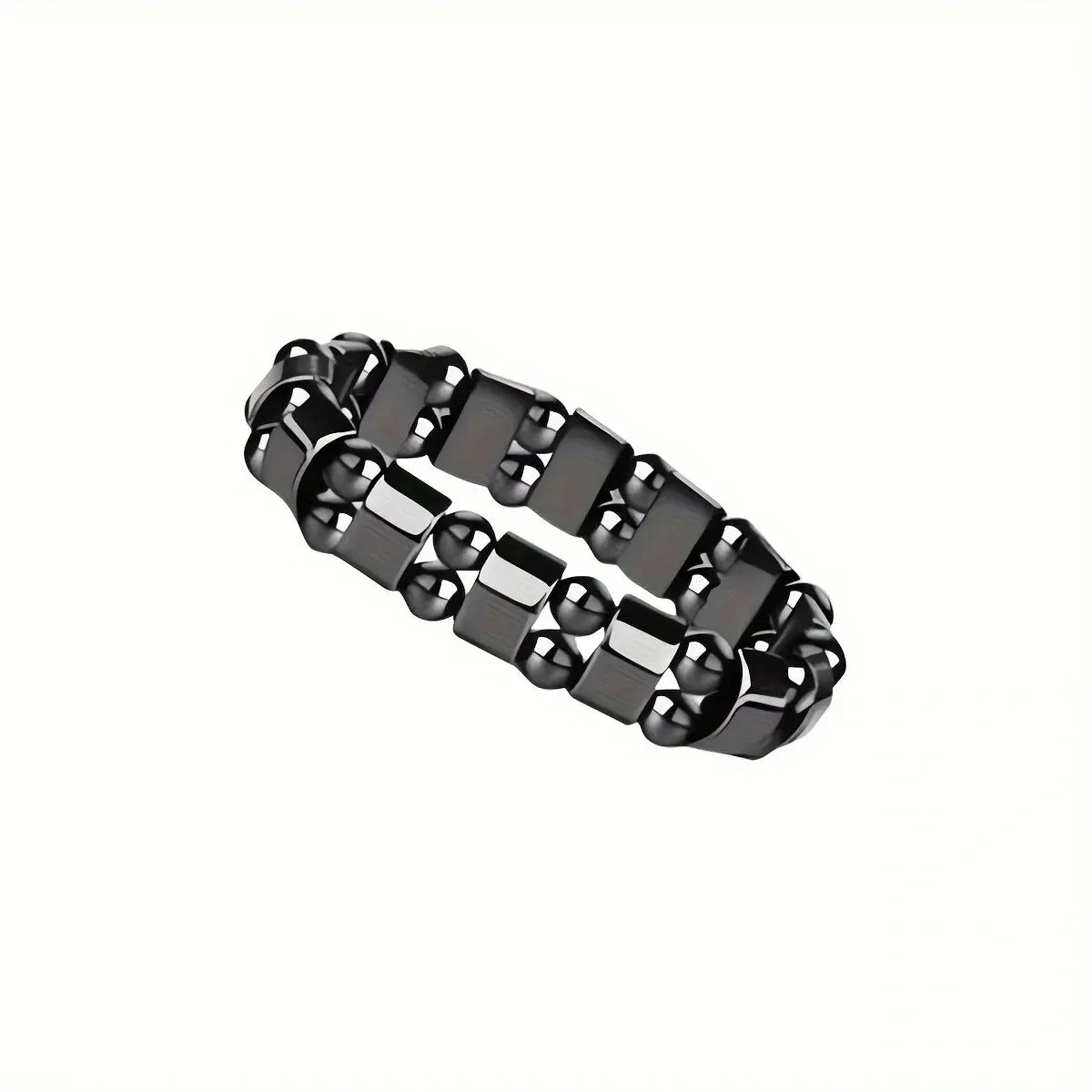 A Black Gallstone Magnetic Bracelet for Men and Women, the Same Magnetic Energy Bracelet with Double Row Bead Magnetic Bracelet