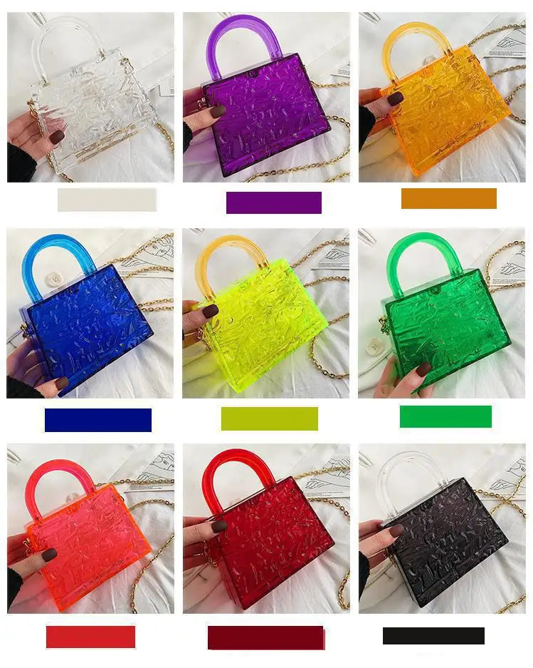 Fashion Transparent Acrylic Box Women Handbags Designer Clear Pvc Shoulder Crossbody Bags Luxury Evening Clutch Small Purse