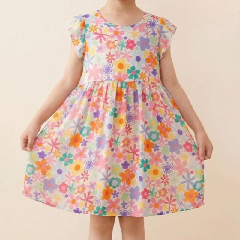 Girls Dresses Summer Children's Soft and Comfortable Floral Dresses Cool and Stylish Little Girls' Princess Dresses Baby Clothes
