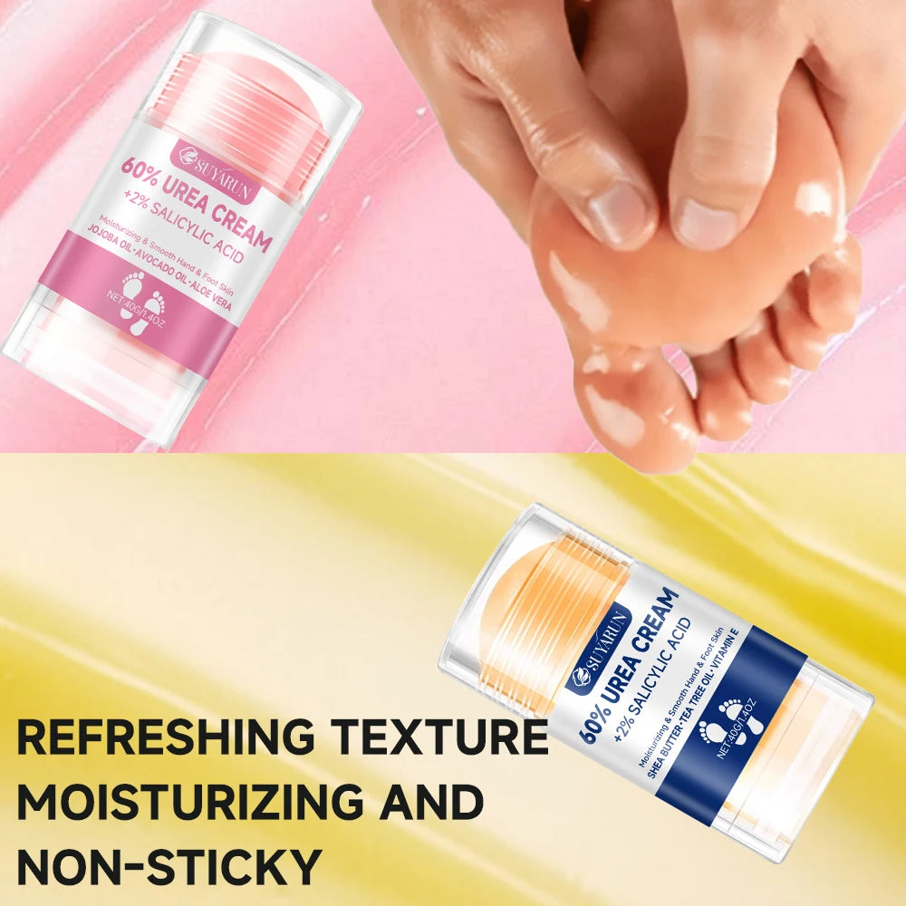 SUYARUN 60% Urea Foot Cream Stick - Moisturizing & Exfoliating, Cracked Heel Repair, Deep Hydration for Dry Feet, Long Protectio